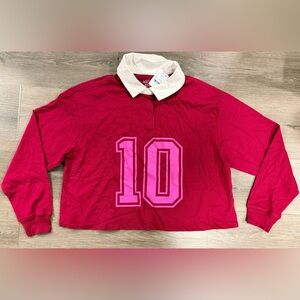 NWT Mighty Fine Cropped Rugby Shirt 👚